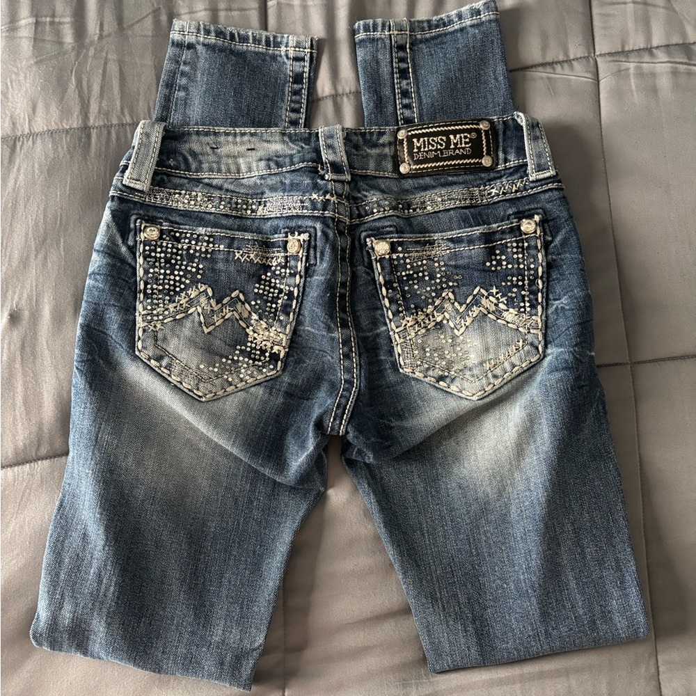 Miss Me Blue Denim Jeans with Embellished Pockets